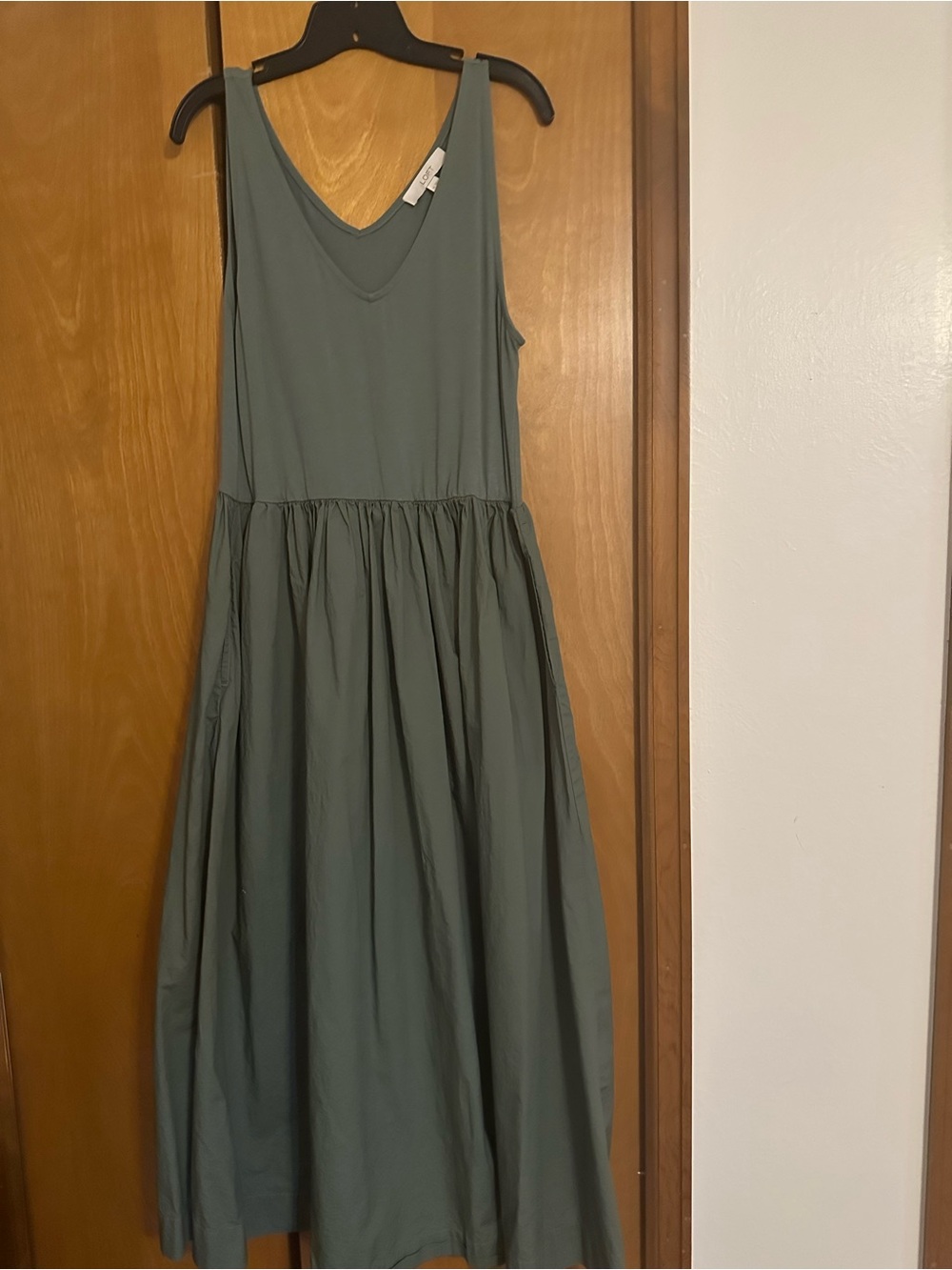 LOFT Sage Green Sleeveless V-Neck Maxi Dress